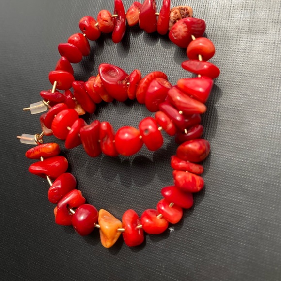 Blue red and brown rock earrings - Picture 4 of 6